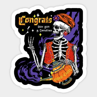 Skeleton Ghost Candy Halloween Sticker